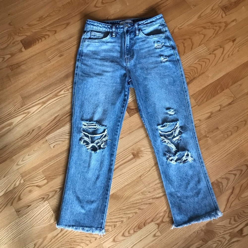 Flying Monkey jeans light wash denim mom jeans cropped distressed womens size 26